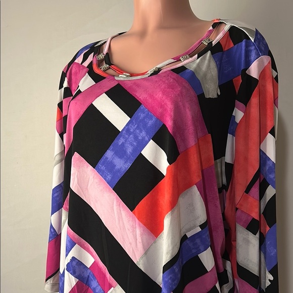 Alfred Dunner Dunner Asymmetric Women’s Top Tunic 3/4 Sleeve Size 3XL NWT - Picture 3 of 11